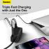 Baseus Travel Charger GaN5 Pro Fast Wall Charger, C+C+U, QC, AFC, PD 65W with Type-C to Type-C (100W) Cable 1m, Black